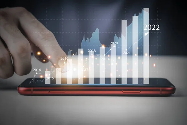 Crescita Vari Indicatori Business Fondi Investimento Borsa Asset Digitali Mostrando — Foto Stock