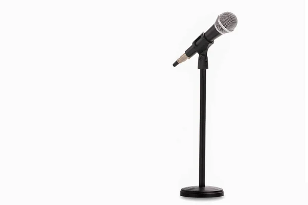 Mikrofon Med Stå Isolerad Vit Bakgrund — Stockfoto