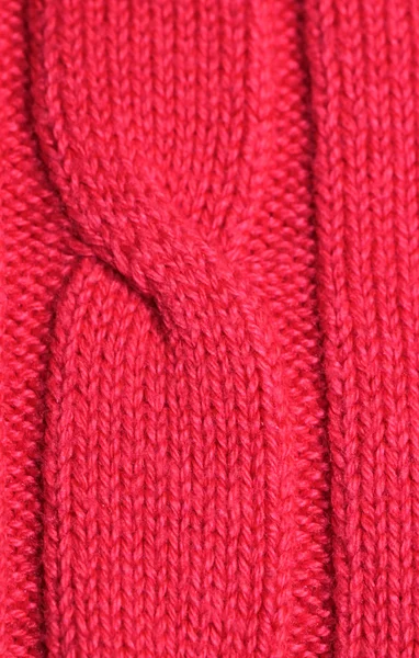 Knitted red plait — Stock Photo, Image