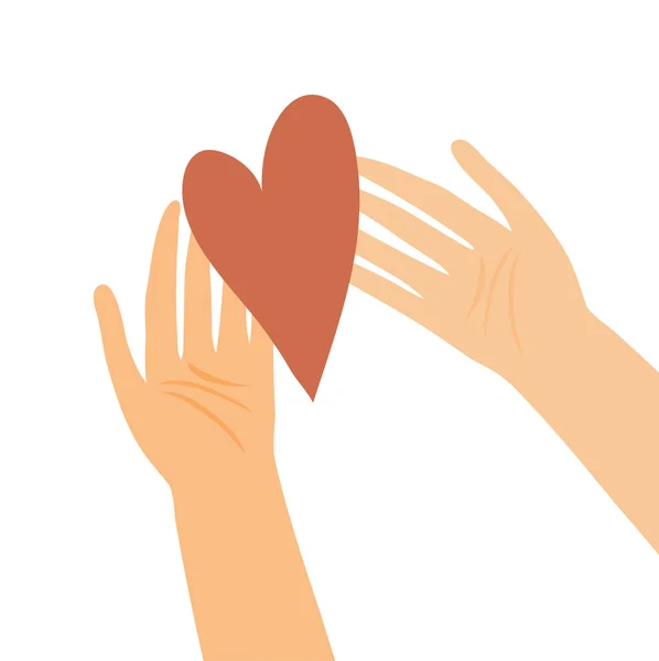 Illustrazione delle mani con cuore — Vettoriale Stock