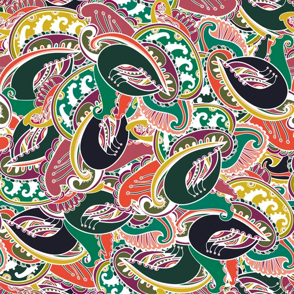 Bunte indische Paisley nahtlosen Hintergrund — Stockvektor