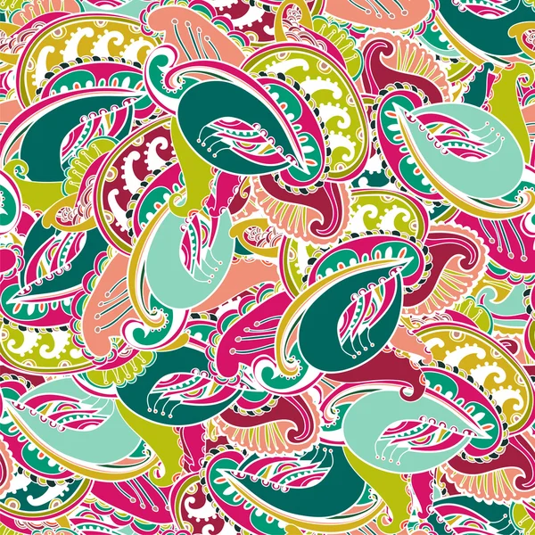 Colourful seamless Indian paisley pattern — Stock Vector