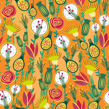 Renkli çiçek desenli.