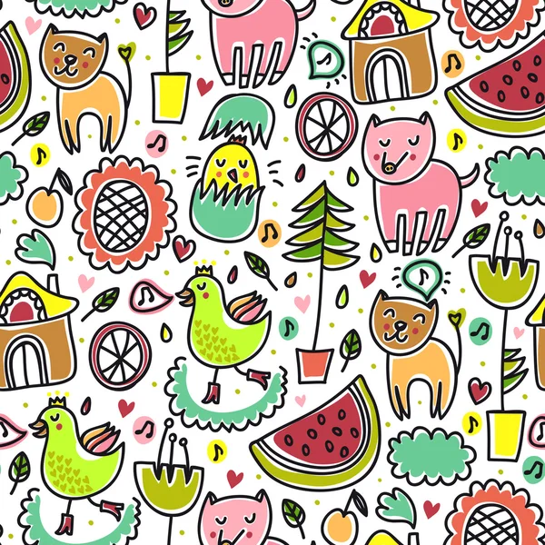 Cute colorful seamless childish pattern — Stock Vector