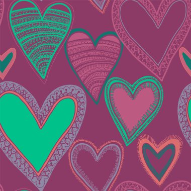 renkli kesintisiz kalp desen