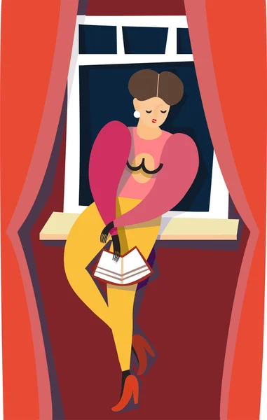 Sexy girl read book — Stock Vector