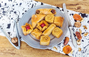 Geleneksel Türk Tatlısı Cevizli Baklava. Türk Lokumu