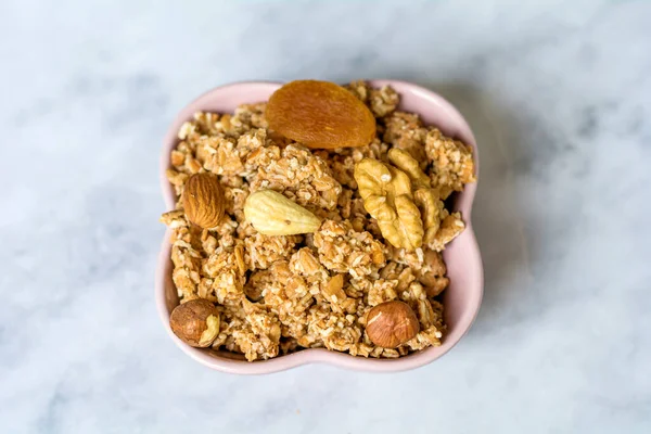 Gezonde Huisgemaakte Granola Met Nootjes — Stockfoto