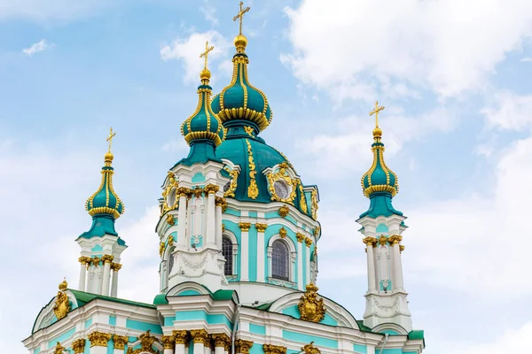 Kiev Ukraine Augustus 2019 Andrew Kerk Andrew Descent Een Bewolkte — Stockfoto