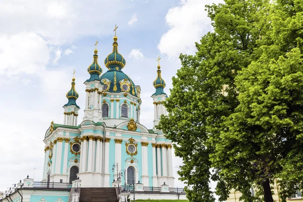 Kiev Ukraine Augustus 2019 Andrew Kerk Andrew Descent Een Bewolkte — Stockfoto