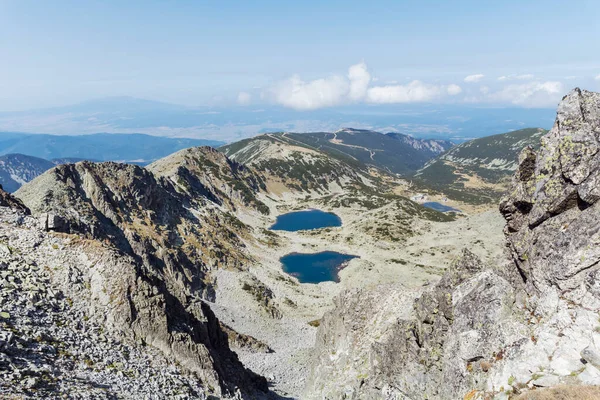 Berglandschap Met Twee Meren Met Blauw Water Rila Mountain Bulgarije — Stockfoto