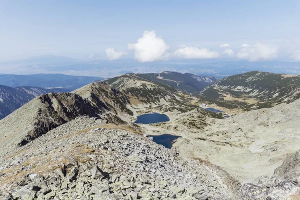 Berglandschap Met Twee Meren Met Blauw Water Rila Mountain Bulgarije — Stockfoto