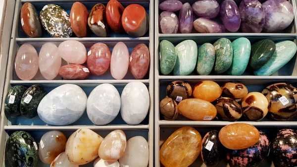 Συλλογές Από Ορυκτές Πέτρες Πολύχρωμο Φόντο Πέτρες — Φωτογραφία Αρχείου