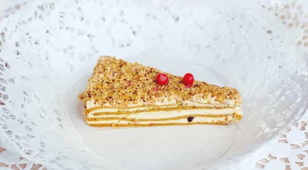 Gâteau Français Vanille Rustique Aux Canneberges Rouges — Photo