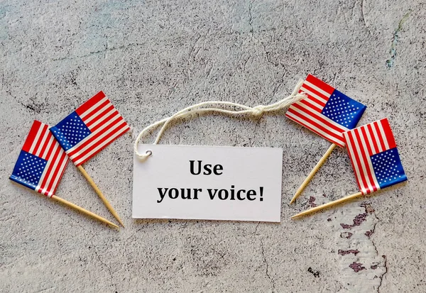 Use Your Voice Card Usa Paper Flags Concept Voting Making — Stock Photo, Image