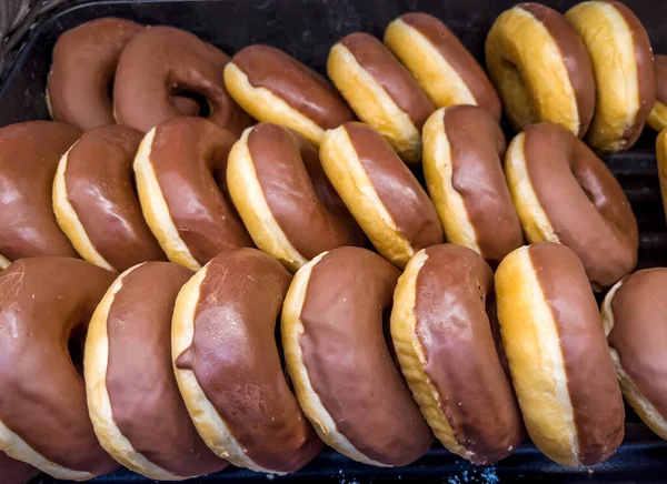 Donuts Mit Schokolade Backshop — Stockfoto