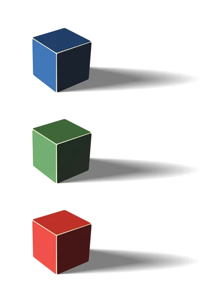 3 つの色のキューブ — ストックベクタ