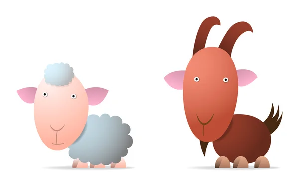 Moutons et chèvres — Image vectorielle