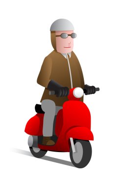 adam scooter üzerinde