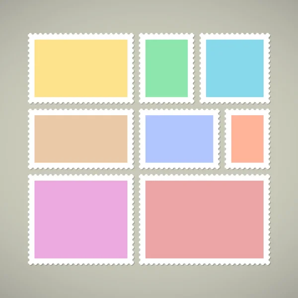 Conjunto de sellos postales en blanco — Vector de stock