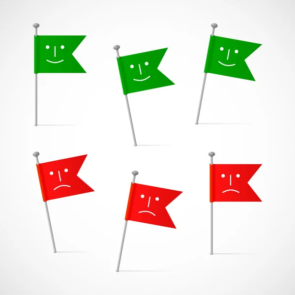 Banderas con sonrisa y ceño fruncido — Vector de stock