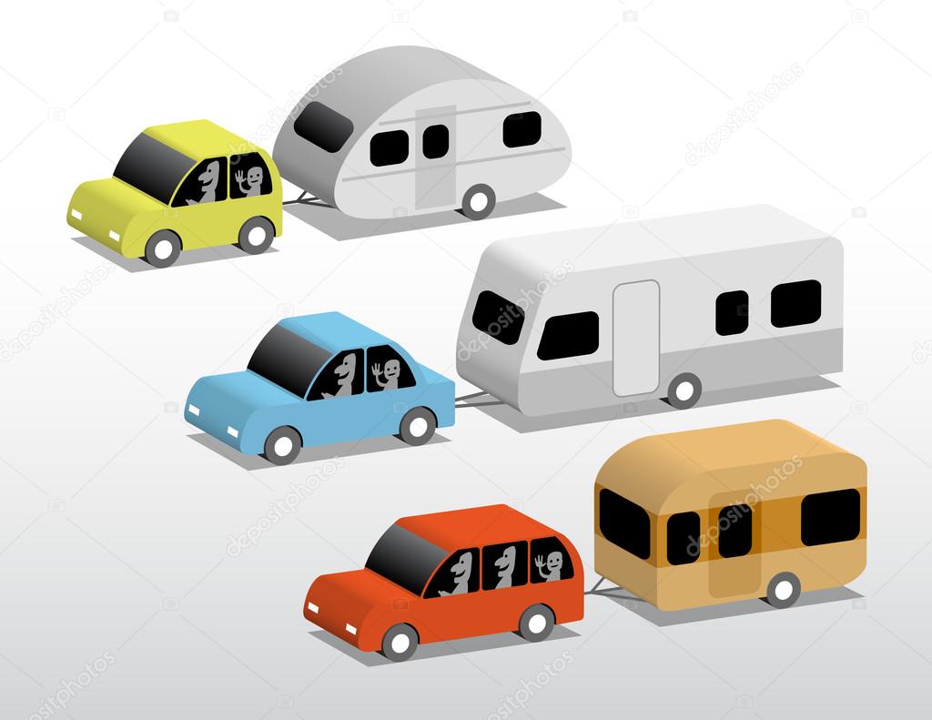Cars with caravans