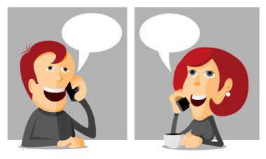 erkek ve kadın telefon ederek