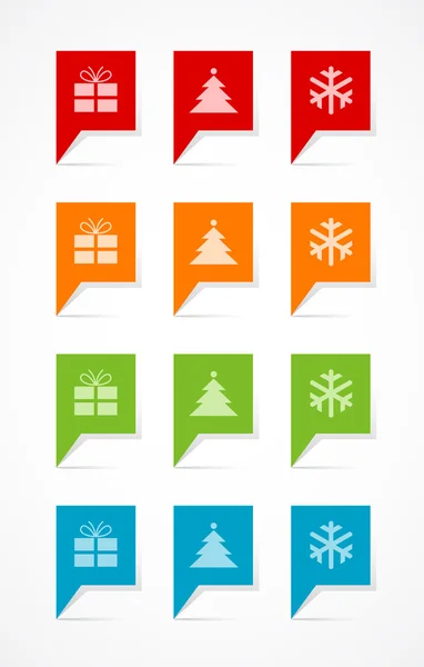 Etiquetas coloridas de Navidad — Vector de stock