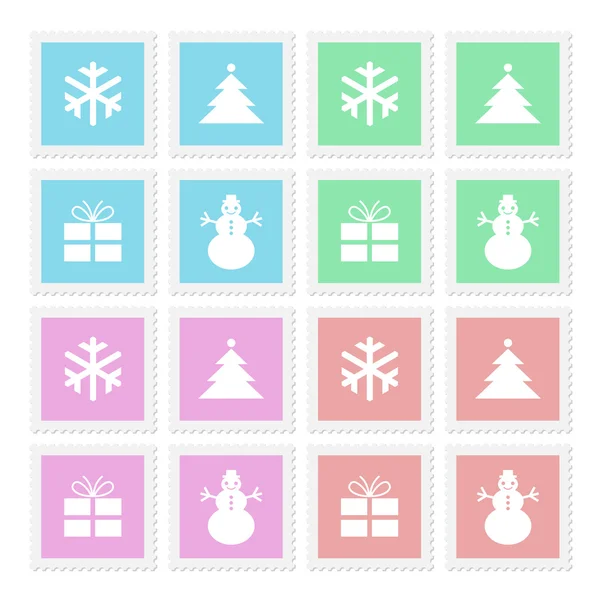 Selos postais de Natal — Vetor de Stock