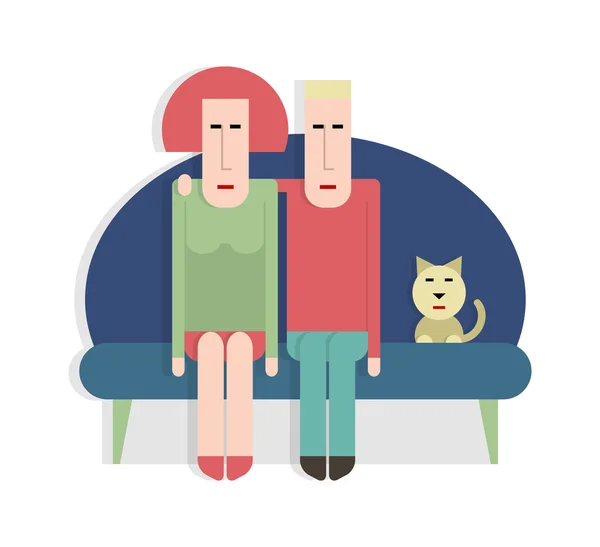 Kadın ve erkek kanepede.