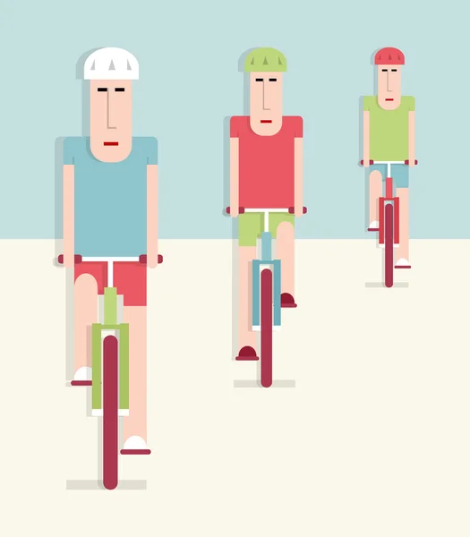 Tři cyklisté — Stockový vektor