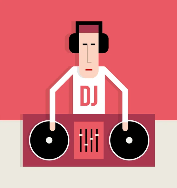 DJ met draaitafels — Stockvector