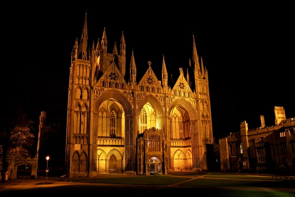 Peterborough Cathedral at night — Stok fotoğraf