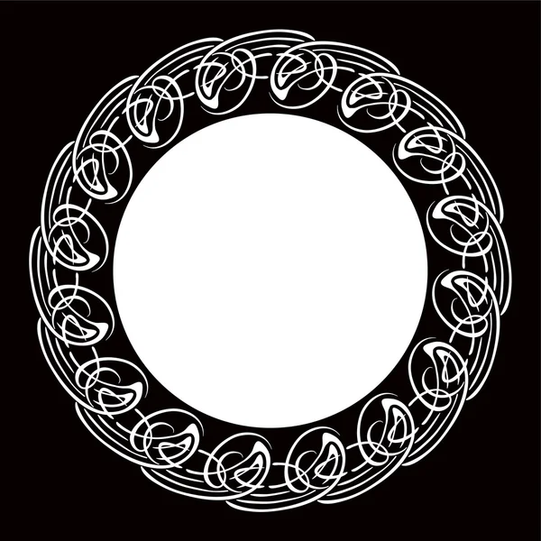 Черно-белая декоративная круглая рамка — стоковый вектор