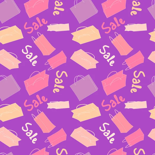 Fondo de venta con bolsas de compras sin costuras — Vector de stock