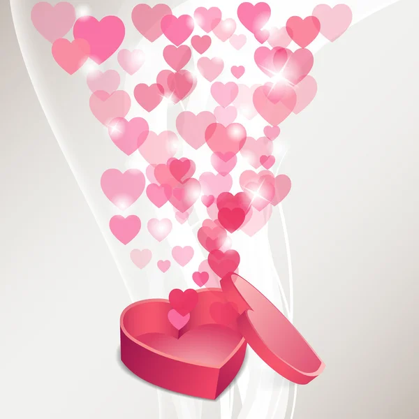 Gift box with hearts — Stock Vector