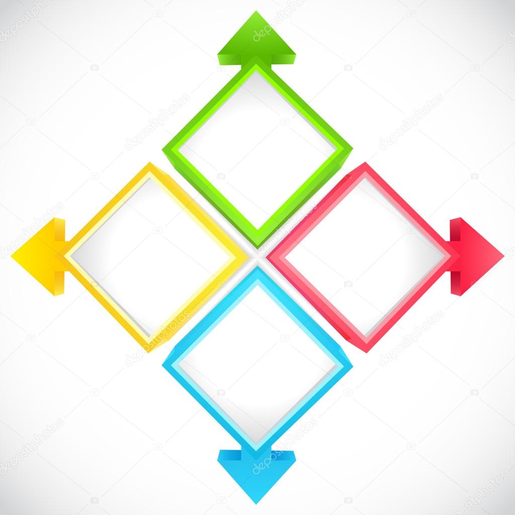 Colorful cubes with arrows 3D
