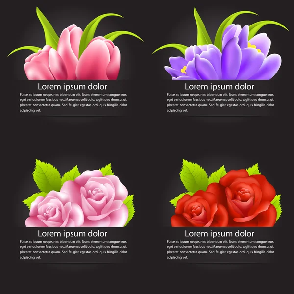 Set of colorful flower in banner — Stock Vector