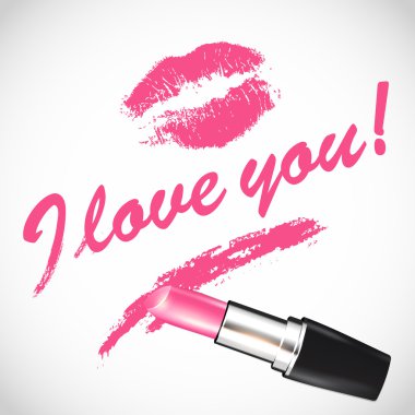 Vector pink lipstick with space for your text clipart