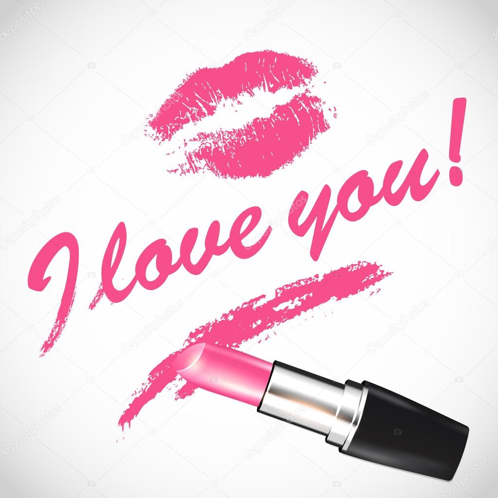 Vector pink lipstick with space for your text