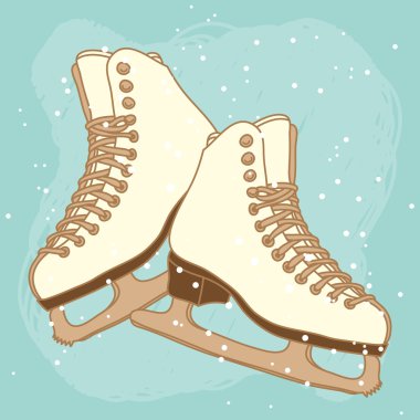 Vector postcard design with ice skates clipart