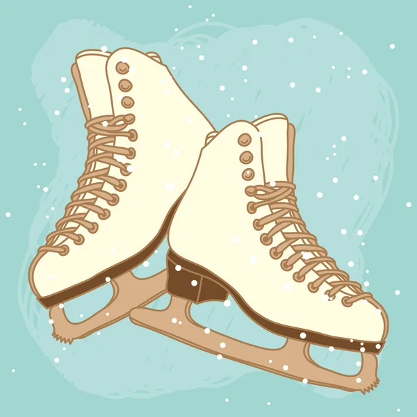 Vector postcard design with ice skates — Stock Vector