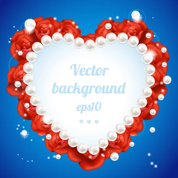 Vector rojo Rose Marco en forma de corazón — Archivo Imágenes Vectoriales
