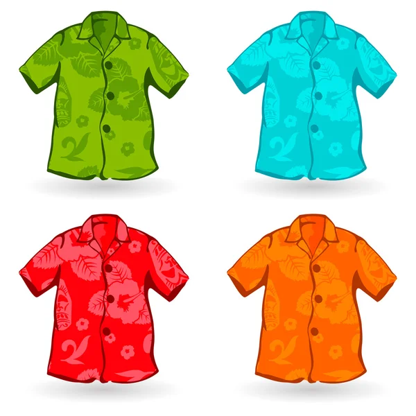 Camisas hawaianas Aloha. Ilustración vectorial — Vector de stock