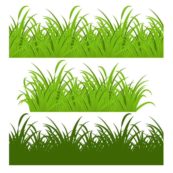 Set of fresh green grass seamless — Stock Vector