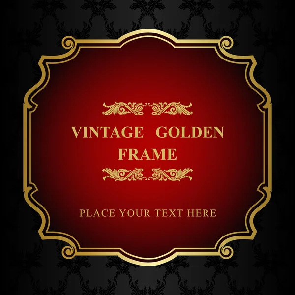 Royal gold Picture frame on the dark wallpaper — Stock Vector