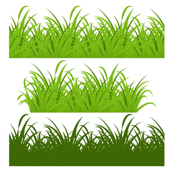 Conjunto de grama verde fresca sem costura —  Vetores de Stock