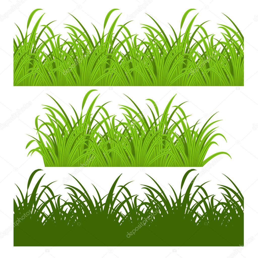 Set of fresh green grass seamless
