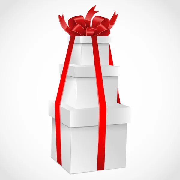 Cajas de regalo con lazo rojo. Ilustración vectorial . — Vector de stock