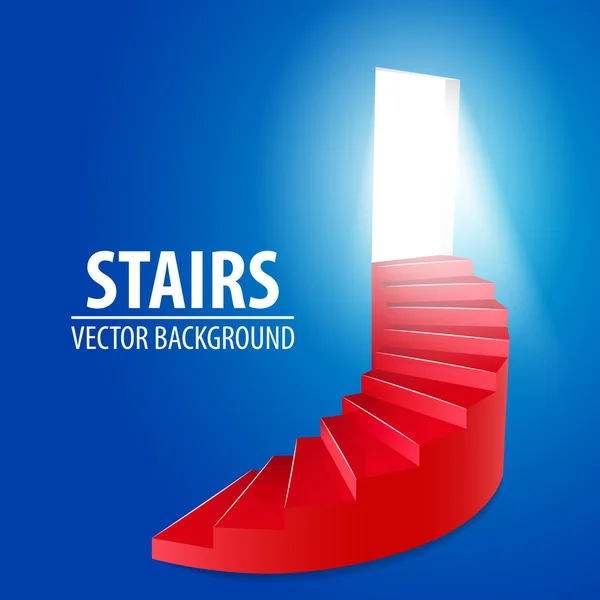 Rote Spirale runde Treppe Leiter auf blauem Hintergrund — Stockvektor